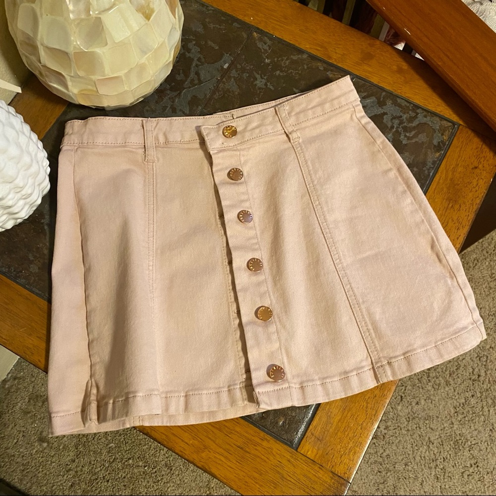 Pink button up mini skirt